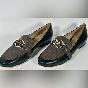Michael Kors Black and Brown Signature Loafers